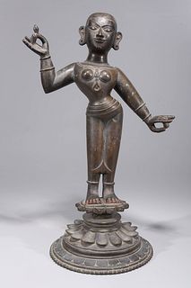 Large Antique Indian Bronze Statue of Radha