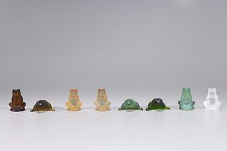 Group of Lalique Glass Frogs