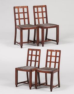 Set of 4 English Oak Dining Chairs c1910s