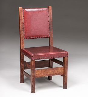 Gustav Stickley Leather-Back Side Chair c1905