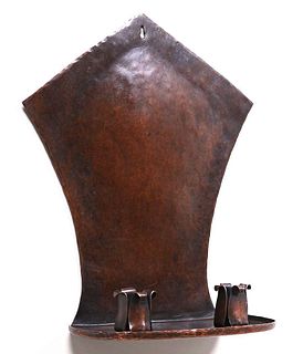 Harry St John Dixon Hammered Copper Double Candle Sconce c1923