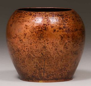 Dirk van Erp Hammered Copper Spherical Vase c1911-1912