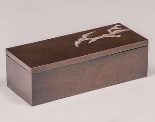 Heintz Sterling on Bronze Seagull Humidor Box c1915