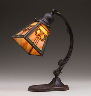 Arts & Crafts Leaded Glass Desk Lamp c1910s
