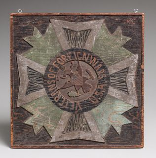 WWI Disabled American Veterans Folk Art Hand Carved Sign c1920