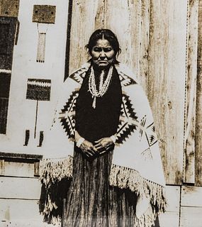 Large Photo Navajo Woman & Prize Winning Rug 1926