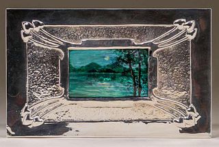 Archibald Knox Influenced Silver-Plated & Enamel Box c1905