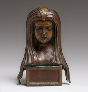 Art Nouveau Bronze Sculptural Bookend c1910s
