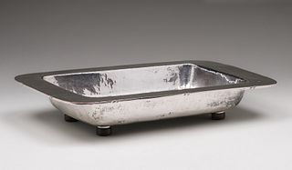 Dirk van Erp Hammered Copper Silver-Plated Serving Dish c1930s