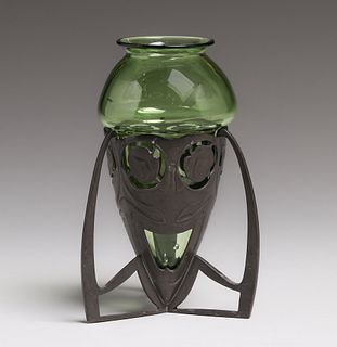 Liberty & Co Tudric Pewter & Glass Vase c1905