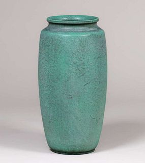 Teco Pottery Matte Green 27â€³h Garden Vase c1910
