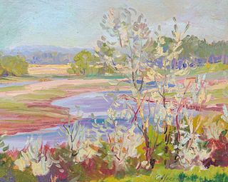 Carl Hoerman Painting Springtime Landscape c1920s