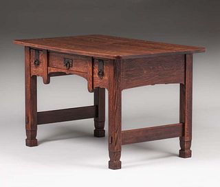 Stickley Brothers Three Drawer Library Table c1910