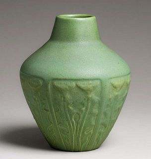 Early Van Briggle #461 Matte Green Thistle Vase 1906