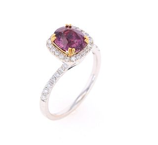 RARE Unheated Sapphire Diamond & 18k Gold Ring