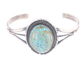 Navajo Dave Skeets Silver & Turquoise Bracelet