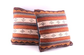 Guatemalteco Naranja Wool Pillow Set by E. Reyna
