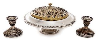 * An Assembled American Silver Garniture Diameter of first 9 1/2 inches.