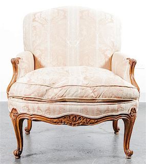 * A Louis XV Style Bergere Height 37 inches.
