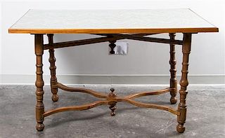 * A Continental Oak Folding Table Height 30 1/4 x width 52 3/4 x depth 34 3/4 inches.