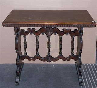A Victorian Oak Console Table Height 29 x width 36 x depth 15 1/2 inches.