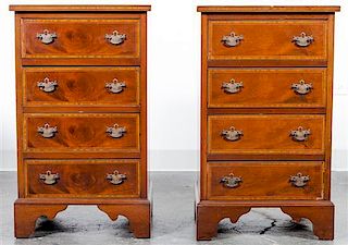 * A Pair of George III Style Mahogany Side Chests Height 28 3/4 x width 17 3/4 x depth 13 1/2 inches.