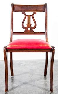 A Duncan Phyfe Style Mahogany Side Chair. Height 34 inches.