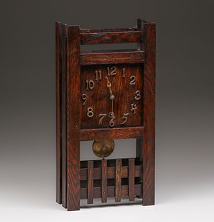 Arts & Crafts Oak Mantle Clock c1910