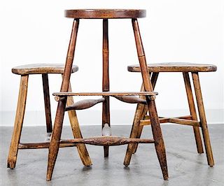 Three Stools. Height of tallest 30 1/2 inches.