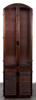 An American Walnut Vitrine Cabinet Height 85 x width 26 x depth 16 inches.