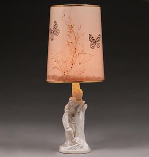 Van Briggle Pottery Lamp & Butterfly Shade c1960s