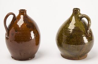 Two Good Early Redware Jugs