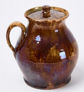 Redware Pitcher with Cover