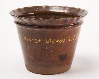 Redware Flower Pot - signed and dated 1831