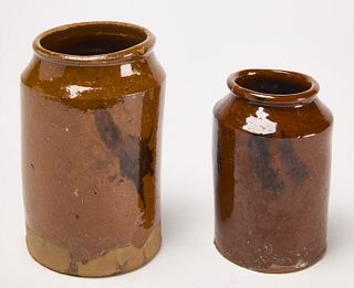 Two Good Small Redware Jars