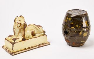 English Redware Lion and New York Rumlet