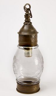 Etched Oil Lamp with Ship