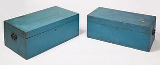 Two Blue Painted Chests