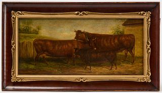 Folk Art Painting of Cattle