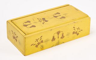 Yellow Decorated Slide Top Spice Box