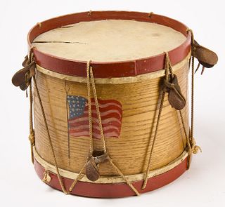Two Painted Drums with American Flags
