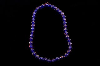 Blue Peking Glass Dragon Eye Bead Necklace