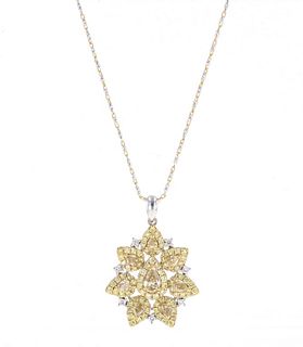 Fancy Yellow & White Diamond 14k Gold Necklace