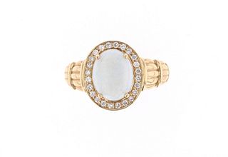 Australian Opal Diamond & 14k Yellow Gold Ring