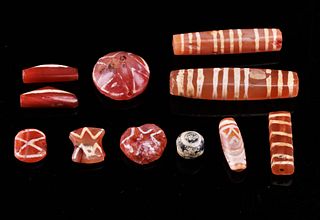 Rare Ancient Etched Carnelian Beads