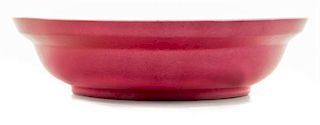 A Ruby Red Glazed Porcelain Shallow Bowl Diameter 7 1/2 inches.