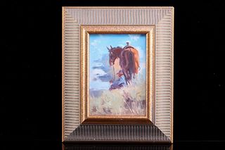 Cowboy & Horse On The Skyline Original Painting