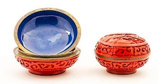 Two Cinnabar Lacquer Boxes Diameter of larger 2 7/8 inches.