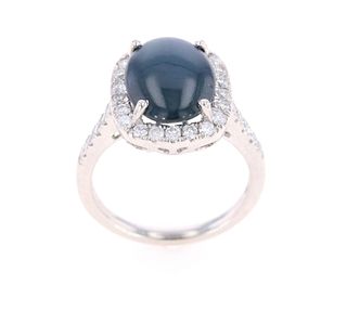 Star Blue Sapphire Diamond & Platinum Ring