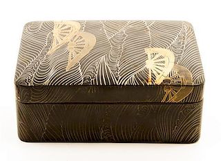 * A Japanese Lacquer Rectangular Box and Cover Height 2 x width 5 1/2 inches.